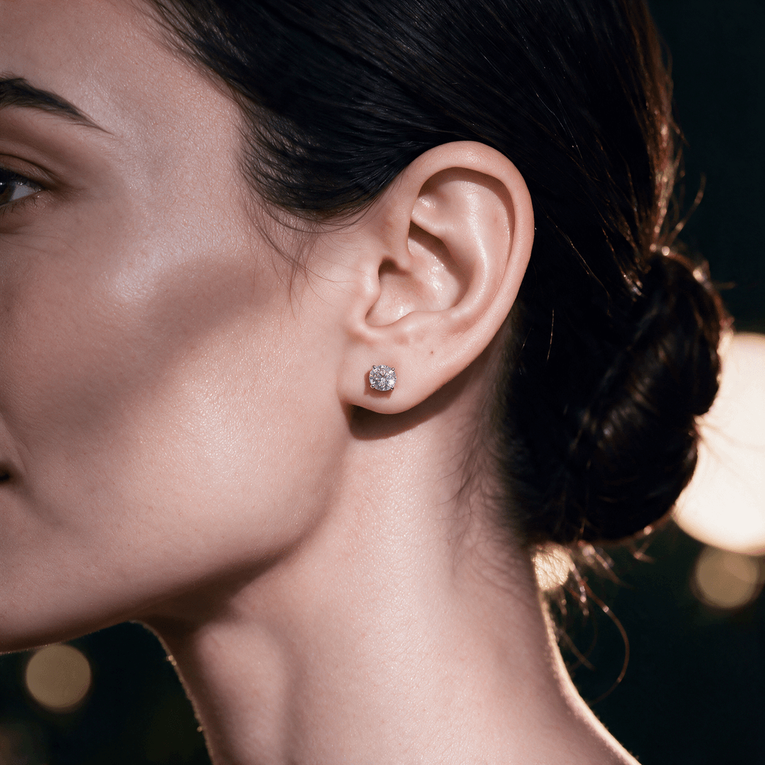 Pendientes de plata de ley 925 con moissanita RD 5 mm