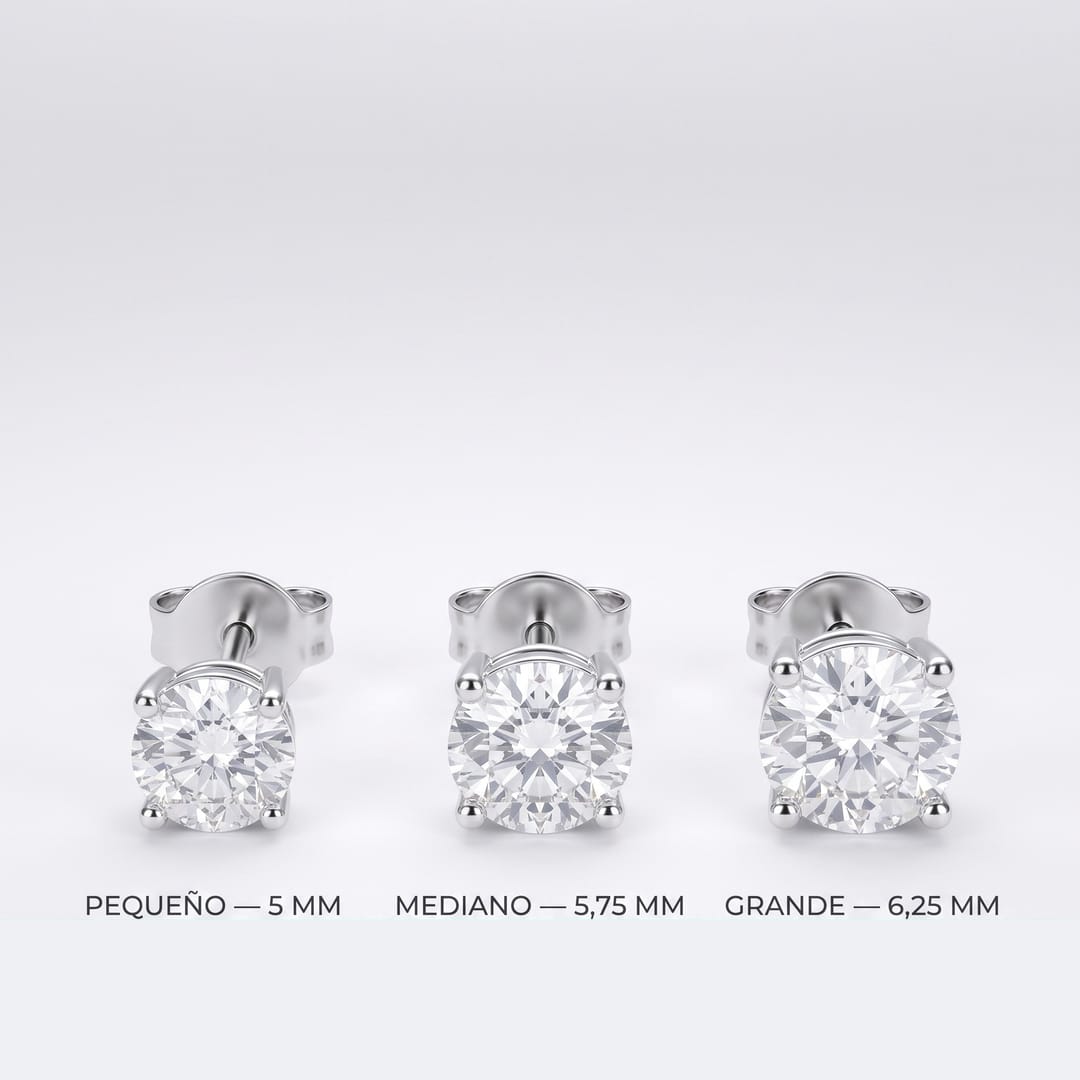 Pendientes de plata de ley 925 con moissanita RD 5 mm