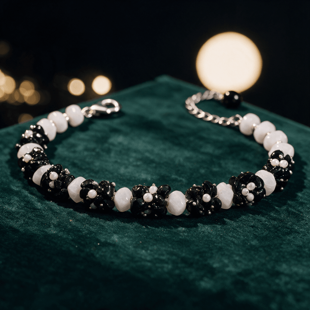 Burgundy and White Bracelet