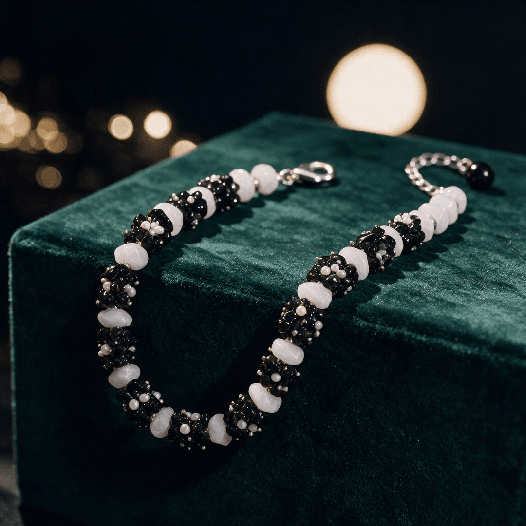 Burgundy and White Bracelet