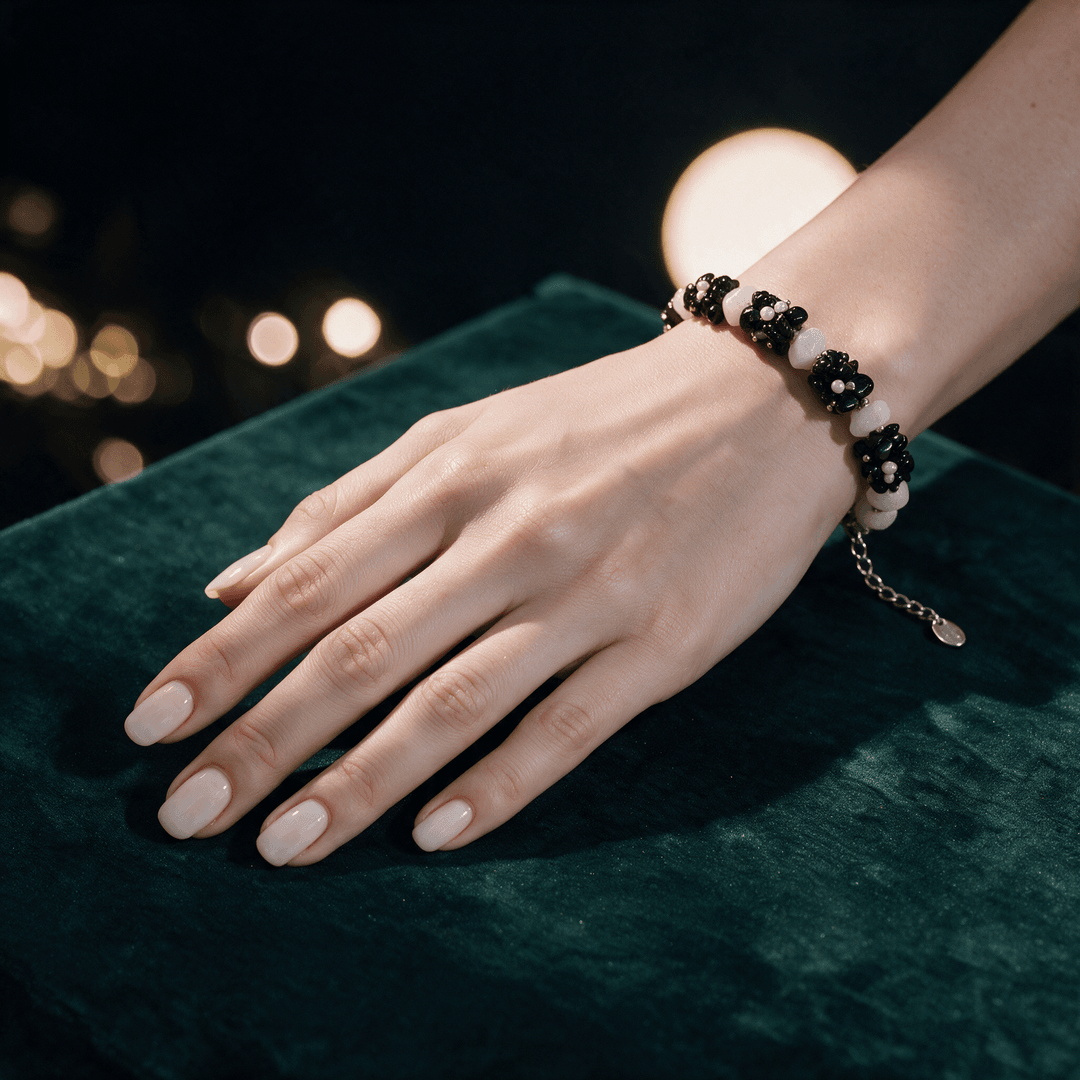 Burgundy and White Bracelet